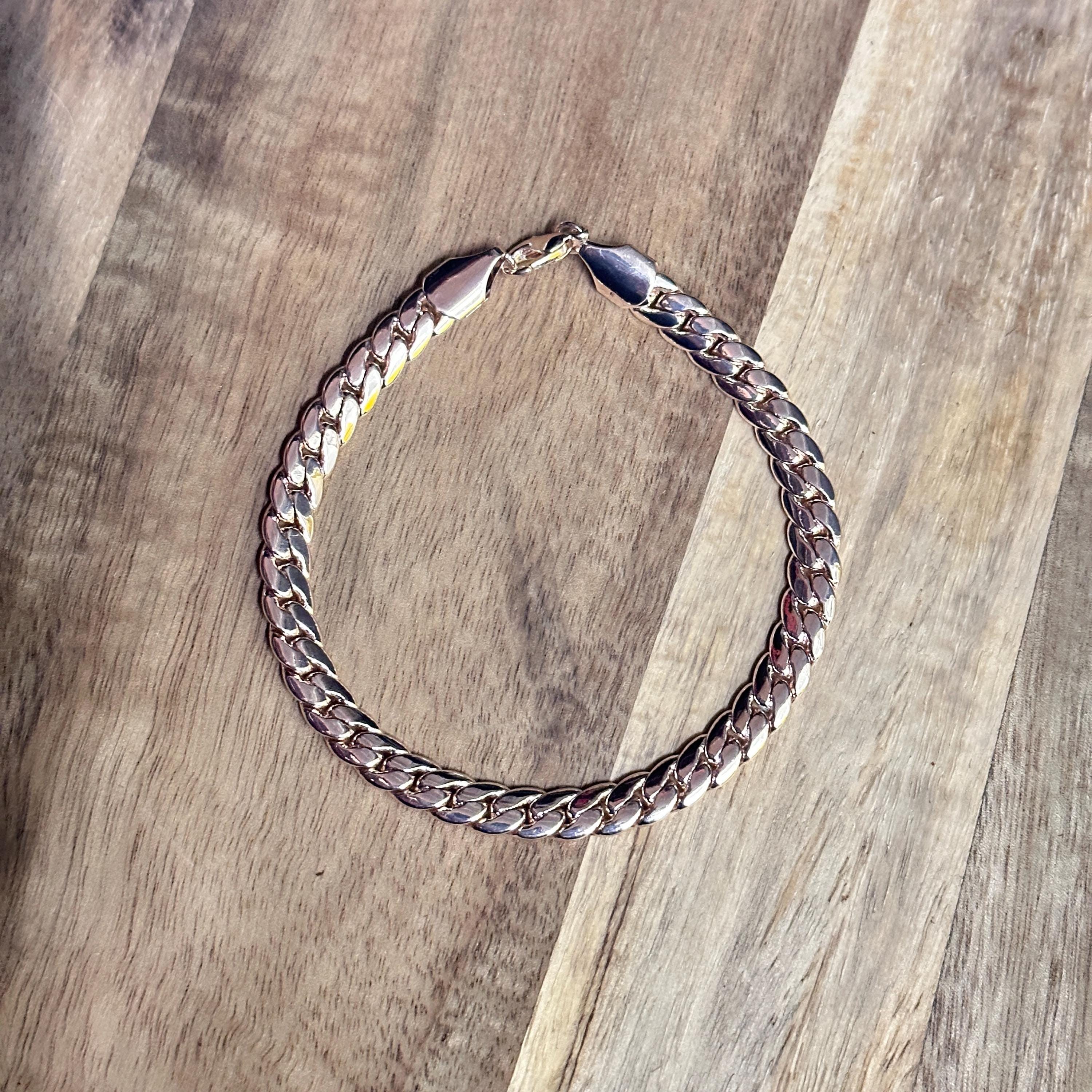 Vintage Rose Tone Curb Chain Bracelet Large Size