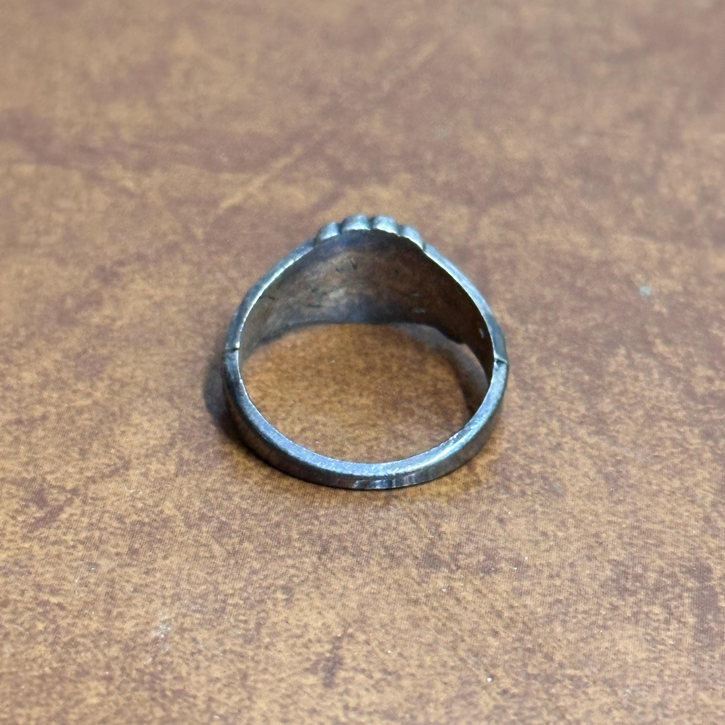 Vintage Unique Peacock Silver Tone Costume Ring Lucky Gift Goth - Size P