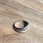 Vintage Fossil 925 Sterling Silver Diamante Statement Ring Band - Size K 1/2