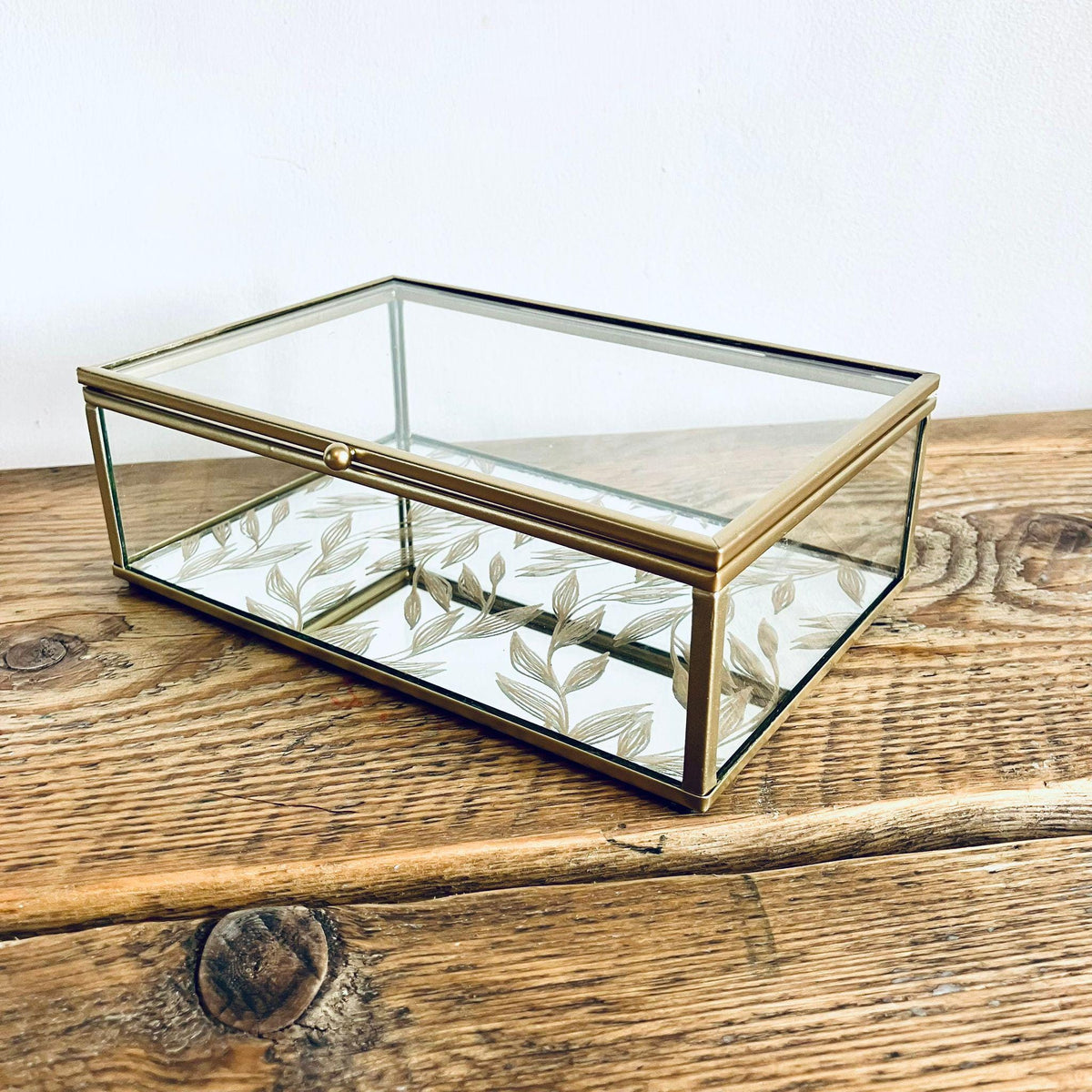 Vintage Style Medium Ornate Glass Floral Jewellery Trinket Storage Box Gift 21cm