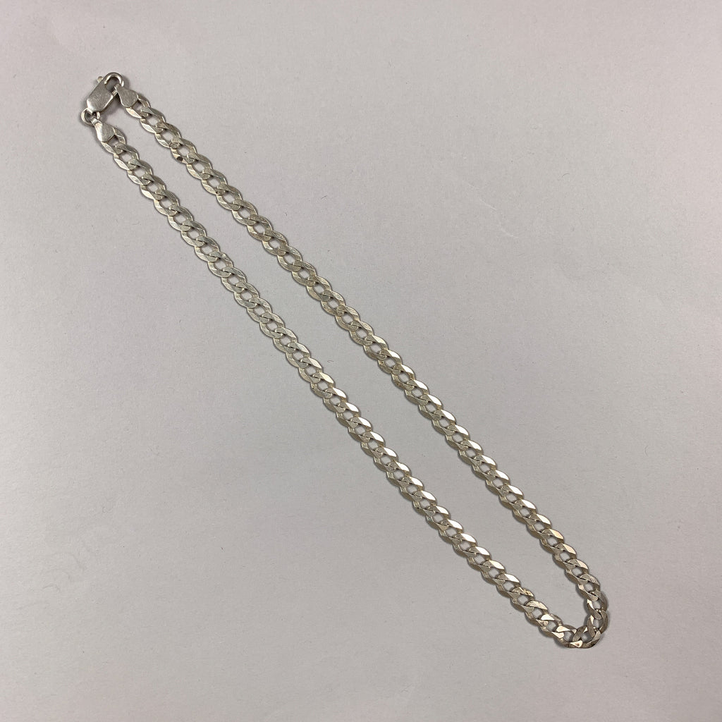 Vintage 925 Sterling Solid Silver Chunky Choker Flat Link Chain Necklace 50cm