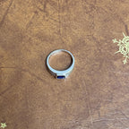 Vintage Classic Square 925 Solid Silver Deep Blue Gemstone Ring - Size O