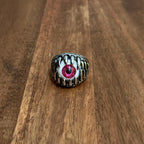 Novelty Party Horror Eyeball Teeth Ring Dark Silver Tone - Size X