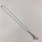 Vintage Unique Feather & Ball 925 Sterling Silver Long Garnet Pendant Necklace Boho Hippie Lucky Tri