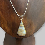 Vintage White/Yellow Calcite Gemstone Pendant Necklace Teardrop Unique Gift