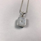 Vintage 925 Sterling Silver Labradorite Square Pendant & Snake Chain Necklace