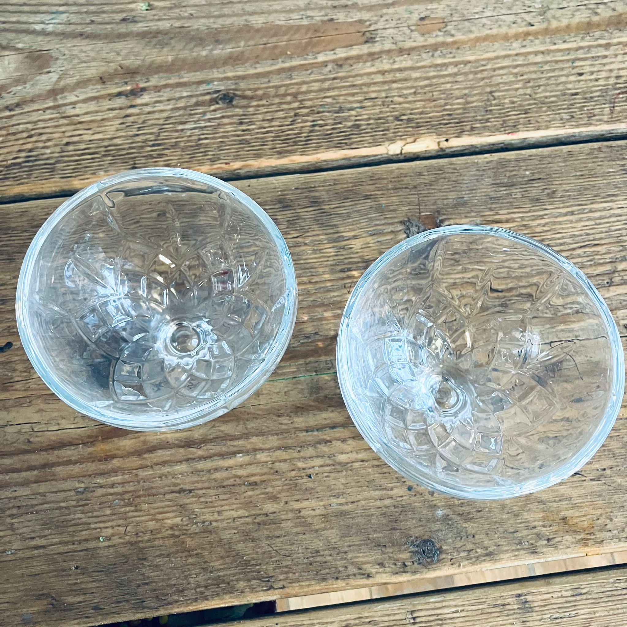 Pair Of 80s Retro Glass Ice Cream Dessert Bowls Gift 10cm