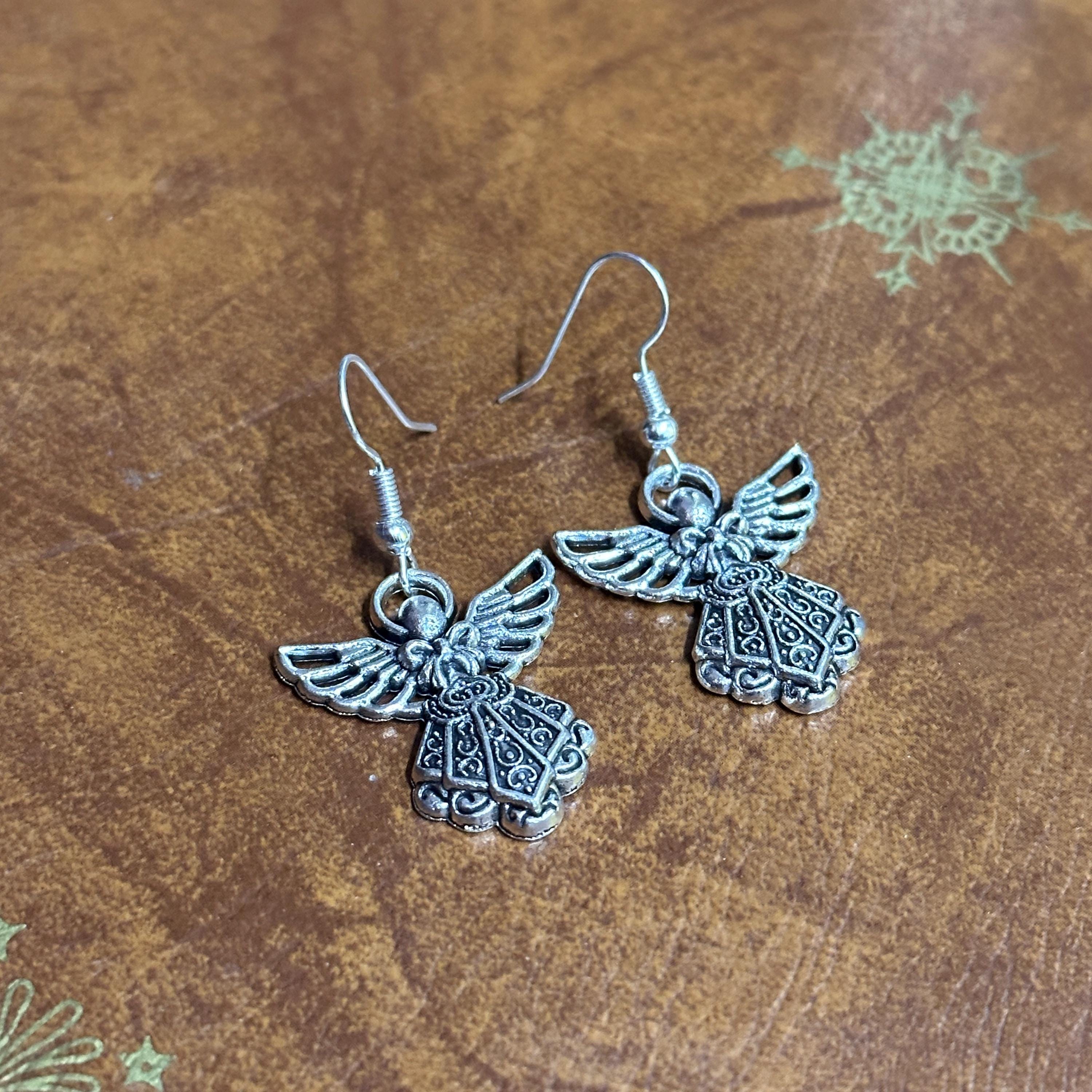 Handmade Fairy Angel Themed Drop Earrings Silver Tone Charm Dangle Earrings Various