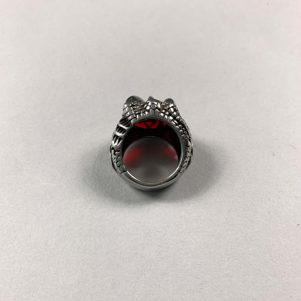 Vintage Chunky Costume Gothic Red Gemstone Ring - size N