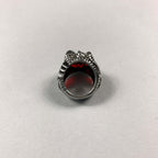 Vintage Chunky Costume Gothic Red Gemstone Ring - size N