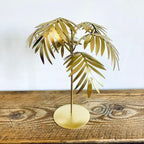 Retro 80s Inspired Gold Metal Palm Tree Desk Ornament Homeware Gift 16.5cm