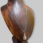 Vintage White/Yellow Calcite Gemstone Pendant Necklace Teardrop Unique Gift