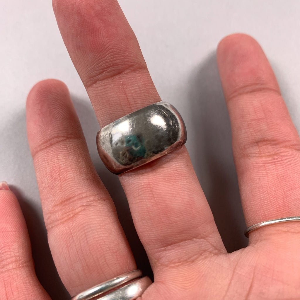 Vintage Unisex 925 Sterling Silver Plain Ring Band Size N